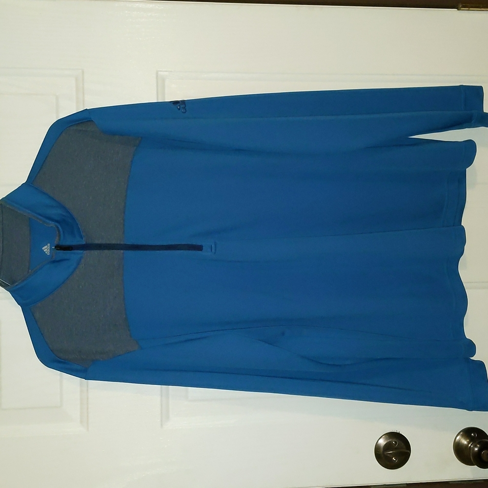 EUC Adidas L/S lightweight 3/4 zip pullover in light blue and gray Sz M